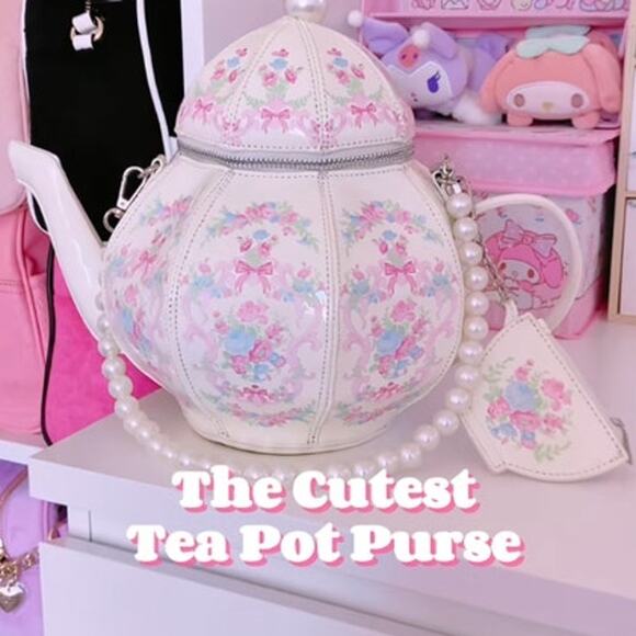 Dolls Kill Sugar Thrillz Tea Society Handbag Regency Teapot Bag Purse Kettle - Picture 1 of 10